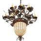 Meyda Lighting Oak Leaf & Acorn 34" 11-Light Dark Burnished Antique Copper Chandelier With Bark Brown & Beige Shade Glass