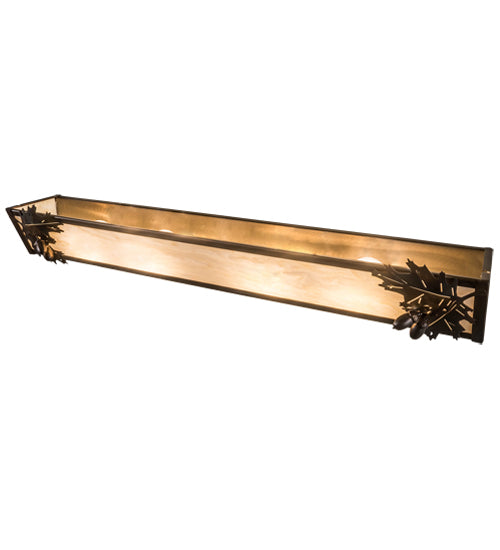 Meyda Lighting Oak Leaf & Acorn 36" 4-Light Dark Burnished Antique Copper Vanity Light With Creme Carrara Idalight Shade