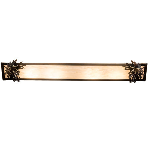 Meyda Lighting Oak Leaf & Acorn 36" 4-Light Dark Burnished Antique Copper Vanity Light With Creme Carrara Idalight Shade