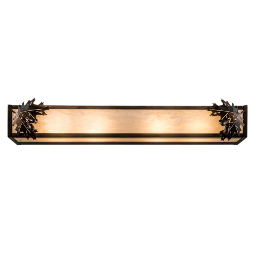 Meyda Lighting Oak Leaf & Acorn 36" 4-Light Dark Burnished Antique Copper Vanity Light With Creme Carrara Idalight Shade