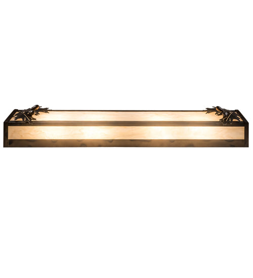 Meyda Lighting Oak Leaf & Acorn 36" 4-Light Dark Burnished Antique Copper Vanity Light With Creme Carrara Idalight Shade