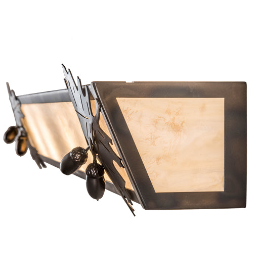 Meyda Lighting Oak Leaf & Acorn 36" 4-Light Dark Burnished Antique Copper Vanity Light With Creme Carrara Idalight Shade