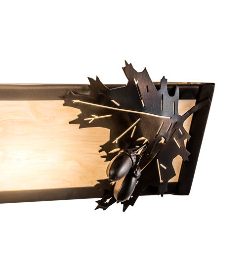 Meyda Lighting Oak Leaf & Acorn 36" 4-Light Dark Burnished Antique Copper Vanity Light With Creme Carrara Idalight Shade