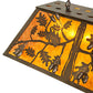 Meyda Lighting Oak Leaf & Acorn 36" 6-Light Antique Copper Island Pendant Light With Amber Mica Shade Glass