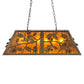 Meyda Lighting Oak Leaf & Acorn 36" 6-Light Antique Copper Island Pendant Light With Amber Mica Shade Glass