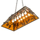 Meyda Lighting Oak Leaf & Acorn 36" 6-Light Antique Copper Island Pendant Light With Amber Mica Shade Glass