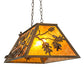 Meyda Lighting Oak Leaf & Acorn 36" 6-Light Antique Copper Island Pendant Light With Amber Mica Shade Glass