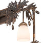 Meyda Lighting Oak Leaf & Acorn 36"W x 42"H 6-Light Dark Burnished Antique Copper Vanity Light With White Opal Shade Glass