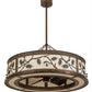 Meyda Lighting Oak Leaf & Acorn 45" 12-Light Antique Copper Chandelier With Creme Carrara Idalight Shade and Fan