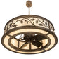 Meyda Lighting Oak Leaf & Acorn 45" 12-Light Antique Copper Chandelier With Creme Carrara Idalight Shade and Fan