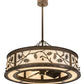 Meyda Lighting Oak Leaf & Acorn 45" 12-Light Antique Copper Chandelier With Creme Carrara Idalight Shade and Fan