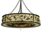 Meyda Lighting Oak Leaf & Acorn 45" 16-Light Mahogany Bronze Chandelier With Carmel Onyx Shade and Fan