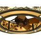 Meyda Lighting Oak Leaf & Acorn 45" 16-Light Mahogany Bronze Chandelier With Carmel Onyx Shade and Fan