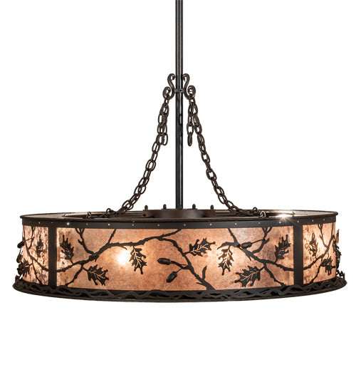 Meyda Lighting Oak Leaf & Acorn 45" 16-Light Oil Rubbed Bronze Chandelier With Silver Mica Shade Glass and Fan