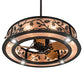 Meyda Lighting Oak Leaf & Acorn 45" 16-Light Oil Rubbed Bronze Chandelier With Silver Mica Shade Glass and Fan