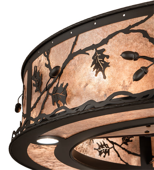 Meyda Lighting Oak Leaf & Acorn 45" 16-Light Oil Rubbed Bronze Chandelier With Silver Mica Shade Glass and Fan