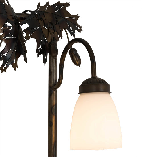 Meyda Lighting Oak Leaf & Acorn 45" 6-Light Dark Burnished Antique Copper Vanity Light With White Opal Shade Glass