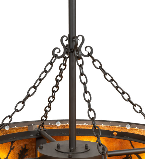 Meyda Lighting Oak Leaf & Acorn 45" 8-Light Oil Rubbed Bronze Chandelier With Amber Mica Shade Glass and Fan