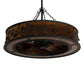 Meyda Lighting Oak Leaf & Acorn 45" 8-Light Oil Rubbed Bronze Chandelier With Amber Mica Shade Glass and Fan