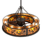 Meyda Lighting Oak Leaf & Acorn 45" 8-Light Oil Rubbed Bronze Chandelier With Amber Mica Shade Glass and Fan