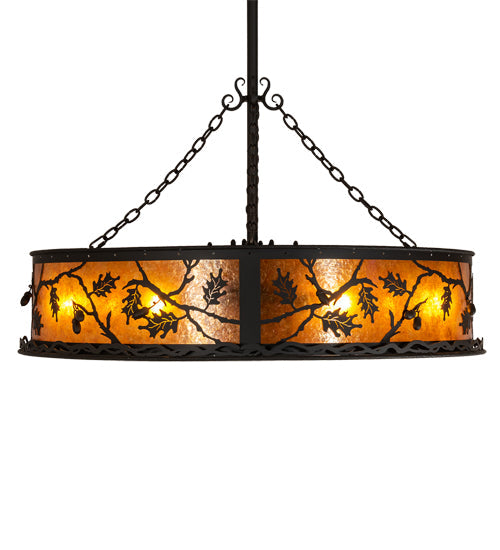 Meyda Lighting Oak Leaf & Acorn 45" 8-Light Oil Rubbed Bronze Chandelier With Amber Mica Shade Glass and Fan
