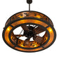 Meyda Lighting Oak Leaf & Acorn 45" 8-Light Oil Rubbed Bronze Chandelier With Amber Mica Shade Glass and Fan
