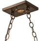 Meyda Lighting Oak Leaf & Acorn 48" 6-Light Antique Copper Island Pendant Light With Amber Mica Shade Glass