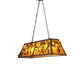 Meyda Lighting Oak Leaf & Acorn 48" 6-Light Antique Copper Island Pendant Light With Amber Mica Shade Glass