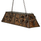 Meyda Lighting Oak Leaf & Acorn 48" 6-Light Antique Copper Island Pendant Light With Amber Mica Shade Glass