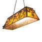 Meyda Lighting Oak Leaf & Acorn 48" 6-Light Antique Copper Island Pendant Light With Amber Mica Shade Glass