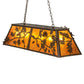 Meyda Lighting Oak Leaf & Acorn 48" 6-Light Antique Copper Island Pendant Light With Amber Mica Shade Glass