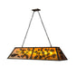 Meyda Lighting Oak Leaf & Acorn 50883 54" 9-Light Antique Copper Island Pendant Light With Amber Mica Shade Glass