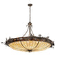 Meyda Lighting Oak Leaf & Acorn 52" 6-Light Golden Bronze Inverted Pendant Light With Bark Brown Art & Beige Art Shade Glass