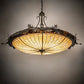 Meyda Lighting Oak Leaf & Acorn 52" 6-Light Golden Bronze Inverted Pendant Light With Bark Brown Art & Beige Art Shade Glass