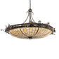 Meyda Lighting Oak Leaf & Acorn 52" 6-Light Golden Bronze Inverted Pendant Light With Bark Brown Art & Beige Art Shade Glass