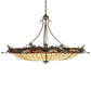 Meyda Lighting Oak Leaf & Acorn 52" 6-Light Golden Bronze Inverted Pendant Light With Bark Brown Art & Beige Art Shade Glass