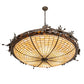 Meyda Lighting Oak Leaf & Acorn 52" 6-Light Golden Bronze Inverted Pendant Light With Bark Brown Art & Beige Art Shade Glass