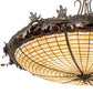 Meyda Lighting Oak Leaf & Acorn 52" 6-Light Golden Bronze Inverted Pendant Light With Bark Brown Art & Beige Art Shade Glass