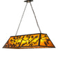 Meyda Lighting Oak Leaf & Acorn 54" 9-Light Timeless Bronze Island Pendant Light With Amber Mica Shade Glass