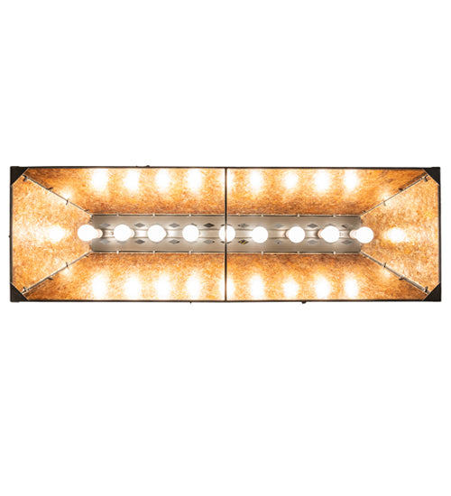 Meyda Lighting Oak Leaf & Acorn 54" 9-Light Timeless Bronze Island Pendant Light With Amber Mica Shade Glass