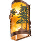 Meyda Lighting Oak Leaf & Acorn 6" 2-Light New Copper Vein & Green Trees Wall Sconce With Amber Mica Shade Glass