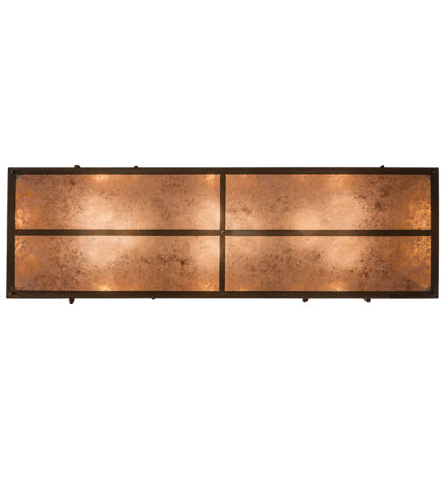Meyda Lighting Oak Leaf & Acorn 72" 9-Light Antique Copper Island Pendant Light With Amber Mica & Silver Mica Shade Glass