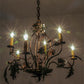 Meyda Lighting Oak Leaf & Acorn 81244 28" 6-Light Dark Burnished Antique Copper Chandelier With Ivory Faux Candlelight