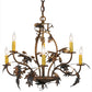 Meyda Lighting Oak Leaf & Acorn 81244 28" 6-Light Dark Burnished Antique Copper Chandelier With Ivory Faux Candlelight