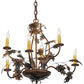 Meyda Lighting Oak Leaf & Acorn 81244 28" 6-Light Dark Burnished Antique Copper Chandelier With Ivory Faux Candlelight