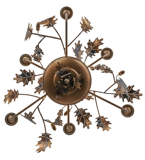 Meyda Lighting Oak Leaf & Acorn 81244 28" 6-Light Dark Burnished Antique Copper Chandelier With Ivory Faux Candlelight