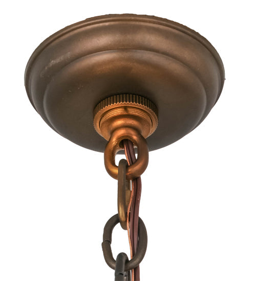 Meyda Lighting Oak Leaf & Acorn 81244 28" 6-Light Dark Burnished Antique Copper Chandelier With Ivory Faux Candlelight