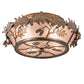 Meyda Lighting Oak Leaf & Acorn 82070 20" 4-Light Antique Copper Flush Mount Light With Silver Mica Shade Glass