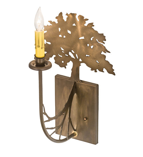 Meyda Lighting Oak Tree 10" Antique Copper Wall Sconce With Ivory Faux Candlelight