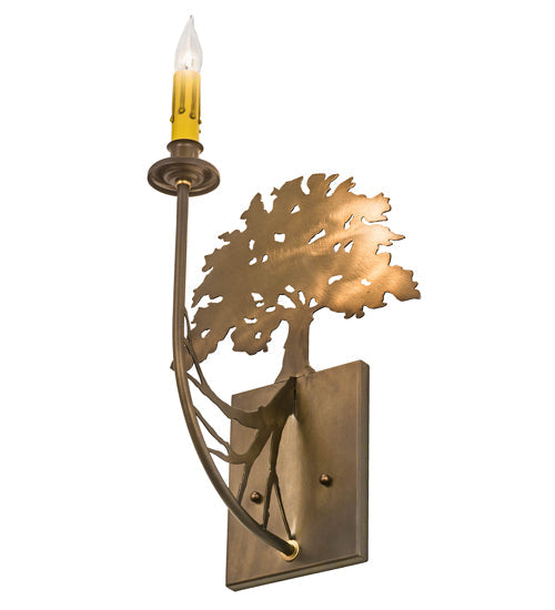 Meyda Lighting Oak Tree 10" Antique Copper Wall Sconce With Ivory Faux Candlelight